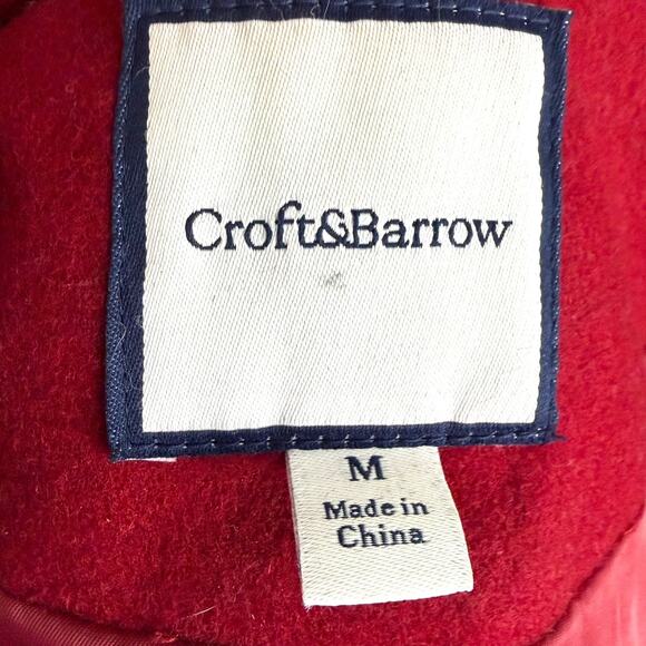 Croft & Barrow Red Wool Blend Hooded Toggle Button Short Pea Coat Women's M - Picture 11 of 12